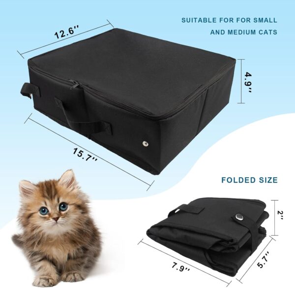 Travel Cat Litter Box, INUAN Foldable Portable Litter Box with Lid and Handle for Medium Cats and Kitties, Leak-Proof Lightweight Collapsible Cat Litter Carrier, Kitty Litter Box Waterproof 3 - Image 2