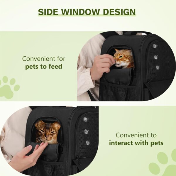 pecute Cat Carrier Backpack, Breathable Pet Carrier With Multi-entrance, Front Pack for Kitten, Puppy, Small Dogs, Pet Carrier bag for Travel, Hiking - Image 5