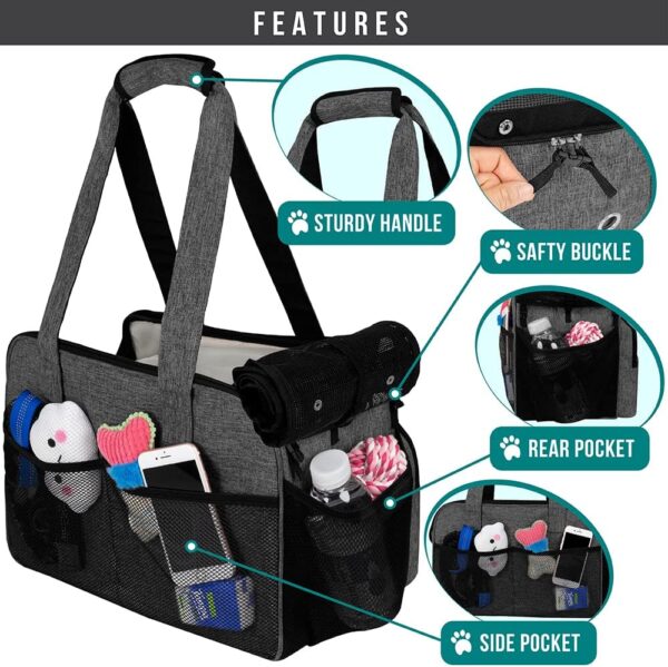 PetAmi Small Dog Purse Carrier, Soft-Sided Pet Carrier Bag with Pockets, Portable Medium Dog Puppy Large Cat Travel Handbag Tote, Airline Approved Breathable Mesh, Poop Dispenser Sherpa Bed, Dark Gray - Image 4