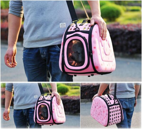 Breathable Folding Outdoor Pet bag for Dog Cat Comfort Travel Medium Size Pet Carrier (Pink) - Image 5