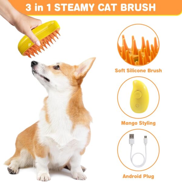 Steam Cat Brush, 3 in 1 Cat Steam Brush, Self Cleaning Steam Brush for Cats & Dogs, Pet Spray Massage Comb Grooming Brush for Removing Tangled and Loose Hair - Image 3