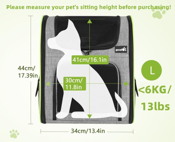 Pecute Cat Carrier Dog Backpack Expandable, Portable Breathable Rucksack with Front Opening-Mesh Window-Pockets, Extendable Back More Space Great For Carrying Puppy Dogs Cats Up to 8KG - Image 2