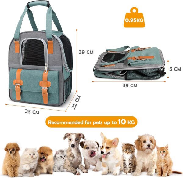 ALLSOPETS Dog Backpack Cat Carrier Bag Travel Pet Backpack Portable Breathable Rucksack Pet Bags Camping Pet Carrying Bag for Small Dog Cats Large Puppy Pet Backpack Green A - Image 6