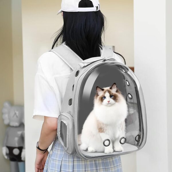 LONENESSL Cat Carrier Backpack, Pet Carrier Backpack Front Pack for Small Medium Cat Puppy Dog Carrier Backpack Bag Space Capsule, Pet Carrier for Travel, Hiking and Outdoor Use(Gray) - Image 5