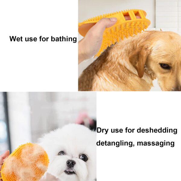 YUDOTE Pet Grooming Shampoo Brush,Soothing Massage Rubber Bristles Curry Comb,Bath Gloves for Dogs and Cats Easy Washing,Yellow - Image 5