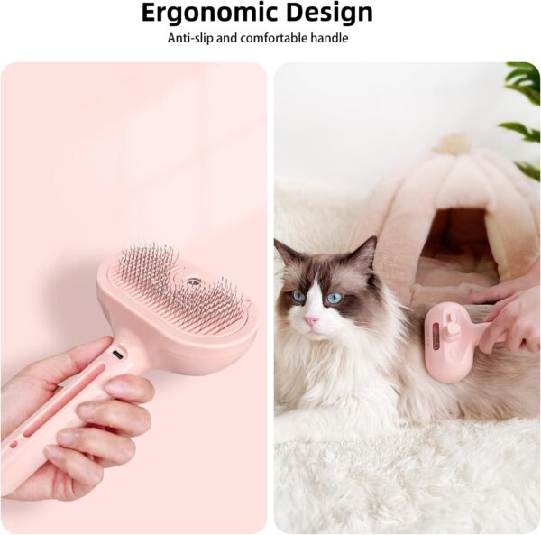 Spray Cat Brush, Sichy Self Cleaning Cat Grooming Brush for Long or Short Haired Cats, Cat Hair Brush for Removing Flying Hair and Static, Cat Brushes for Grooming to Remove Loose Fur, Tangles & Dirt - Image 5