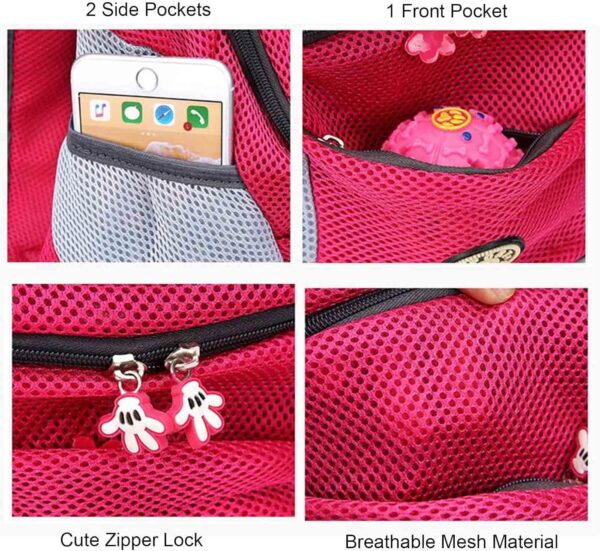 Dog Cat Carrier Backpack for Small/Medium Pets, Adjustable Head Out Front Breathable Bag for Doggy Puppy Kitten, Waterproof Bottom Rucksack for Outdoor Travel Walking, Airline Approved (M, Rose Red) - Image 5