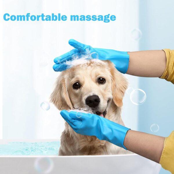 2pcs Dog Bath Gloves and Comb, Cleaning Gloves Multifunction, Dog Brushes for Grooming, Dog Washing Gloves, Dog Grooming Gloves, Washing Up Gloves Large, Bathing and Massaging Gloves for Dogs and Cats - Image 7