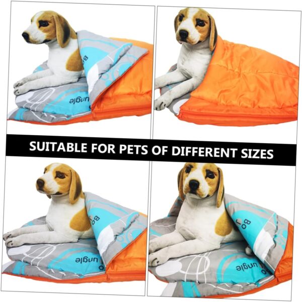 BELLIFFY Warm Pad for Hiking Outdoor Waterproof Dog Bed Sleep Sack Camping Sleeping Bags Portable Dog Bed Small Dog Bed Dog Camping Bed Outdoor Dog Cot Orange Polyester - Image 2