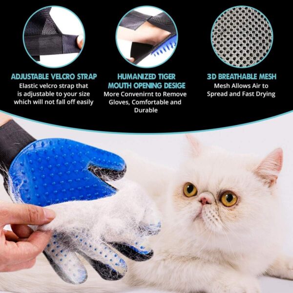 Dog Grooming Glove & Cat Hair Remover Great Detangle Hair Brush Pet Brush Perfect Pet Hair Remover Brush Silicone Cats And Dogs Brushes For Grooming Dog Brush Cat Grooming Glove Pet Massage Tools - Image 7