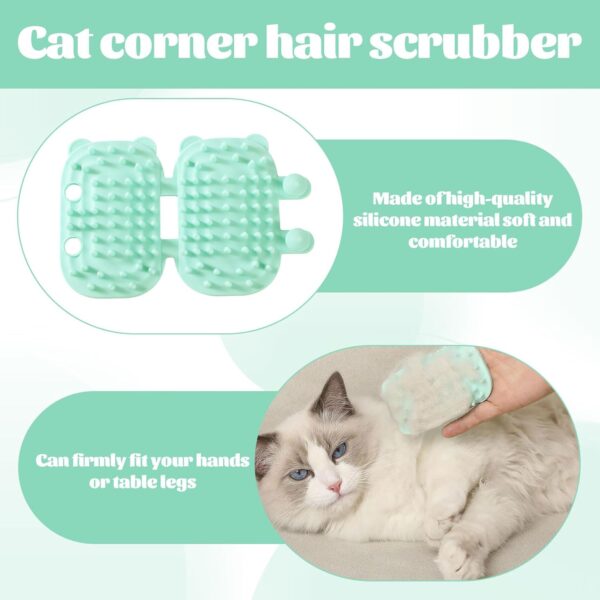 Cat Self Groomer,1 Pcs Double-Sided Self Grooming Cat Brush,Adjustable Silicone Cat Corner Groomer,Cute Bear Shape Cat Corner Brush,2-In-1 Self Cleaning Cat Brush for Corner Table Legs Climbing Frame - Image 3