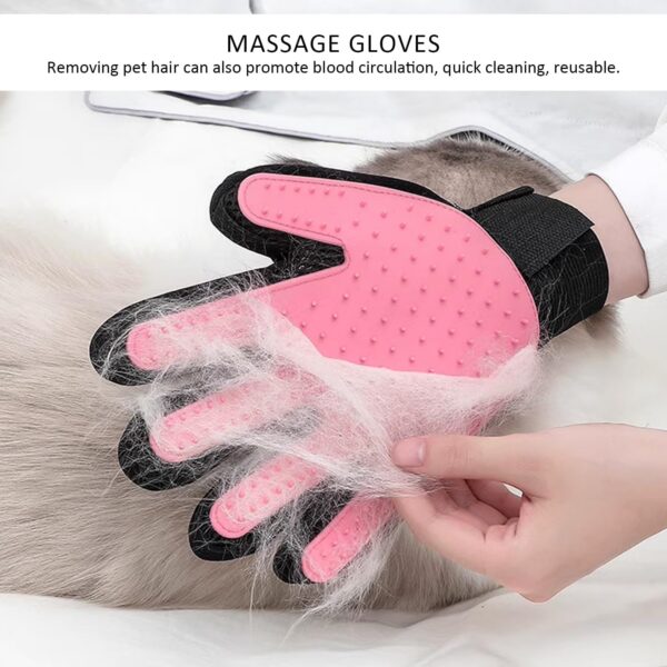 MUEEAD 1 Pair of Pink Pet Hair Removal Gloves with 1 Stainless Steel Comb, Pet Hair Removal Gloves, Pet Massage Hair Removal Gloves, Suitable for Kittens and Dogs - Image 5