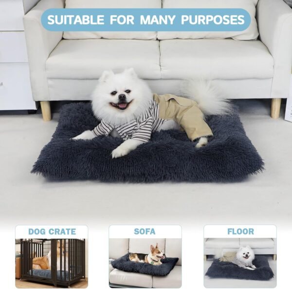 Nepfaivy Dog Bed Medium Washable - Calming Anti Anxiety Dog Bed, Fluffy Dog Crate Mattress Cushion with Non-slip Bottom for Large Cats, Medium Dogs and Pets, Dark Grey, 78x55cm - Image 5