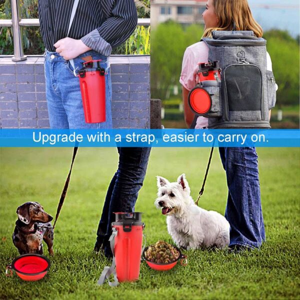 Guardians Dog Travel Water Bottle Collapsible Bowls, 2 in 1 Pet Food Container with Collapse Bowls, Outdoor Portable Water Bowls for Walking, Traveling, Camping and Hiking (Red) - Image 2