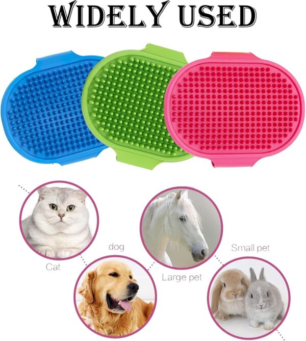 3 PCS Dog Bath Brush, Cat Hair Brush, Dog Shampoo Brush, Rubber Shower Brush with Adjustable Strap, Rubber Shower Brush with Adjustable Strap - Image 4