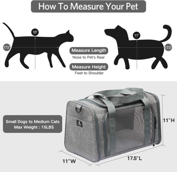 X-ZONE PET Airline Approved Pet Carriers,Soft Sided Collapsible Pet Travel Carrier for Medium Puppy and Cats (Medium, Grey) - Image 2