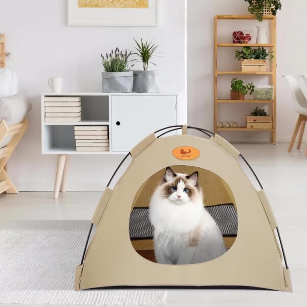 Pets Teepee, Dogs Tent Dog Cat Kennels Cat Bed House Pet Tent for Outside Dog House Outdoor Outside Cat House Indoor Pet Play Houses Dog Shelter with Removable Washable Cushion - Image 5