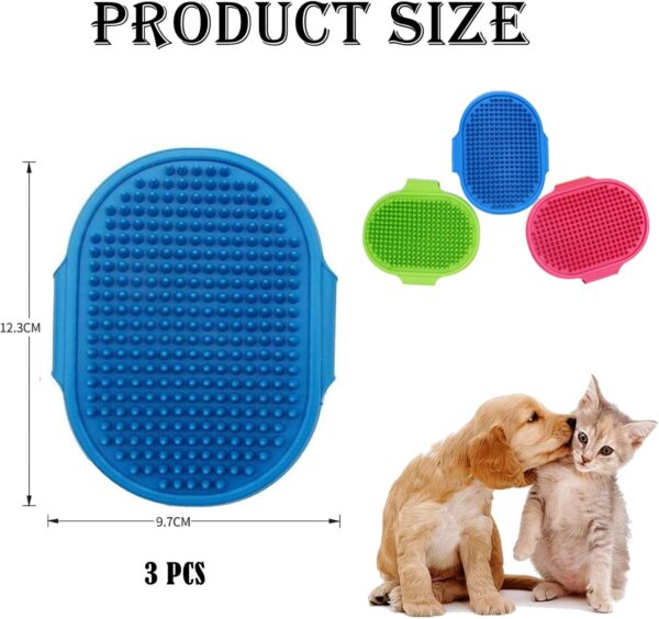 3 PCS Dog Bath Brush, Cat Hair Brush, Dog Shampoo Brush, Rubber Shower Brush with Adjustable Strap, Rubber Shower Brush with Adjustable Strap - Image 2