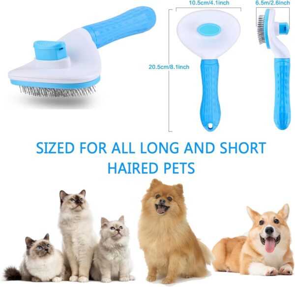 Cat Brush, Self-Cleaning Dog Brush & Cat Brush Short to Long Hair Suitable Small - Large Animals Quick Cleaning Cats Comb Blue - Image 4