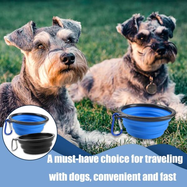 2pcs Collapsible Dog Bowl, Collapsible Bowl, Collapsible Dog Water Bowl, Dog Travel Water Bowl, Portable Foldable Expandable Travel Bowl, Food Water Feeding Cup Dish For Dogs Cats With 2 Carabiners ﻿ - Image 5