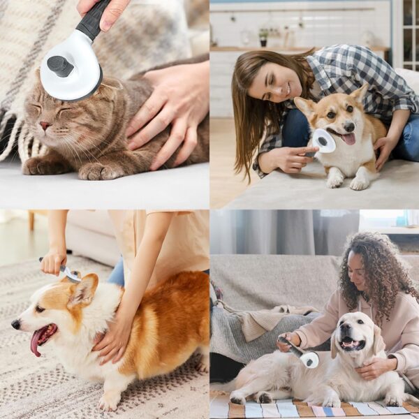 Cat Dog Comb Brush,Dog Cat Brush Grooming,Slicker Dog Comb Brush Cat Hair Brush Self Cleaning Cat Dog shedding Brush for Dog and Cat With Medium Long Hair gray - Image 6