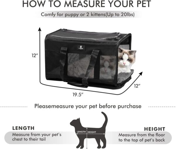 X-ZONE PET Airline Approved Soft-Sided Pet Travel Carrier for Dogs and Cats (Large, Black) - Image 3