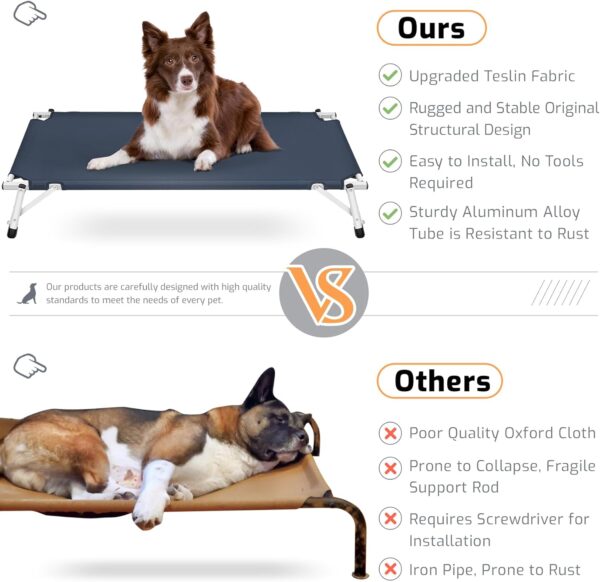 Dog Bed Medium Size Dog: Raised Elevated Cooling Cots Chew Proof Dog Bed - Portable Outdoor or Indoor Pet Bed with Skid-Resistant Feet, Navy, M - Image 3