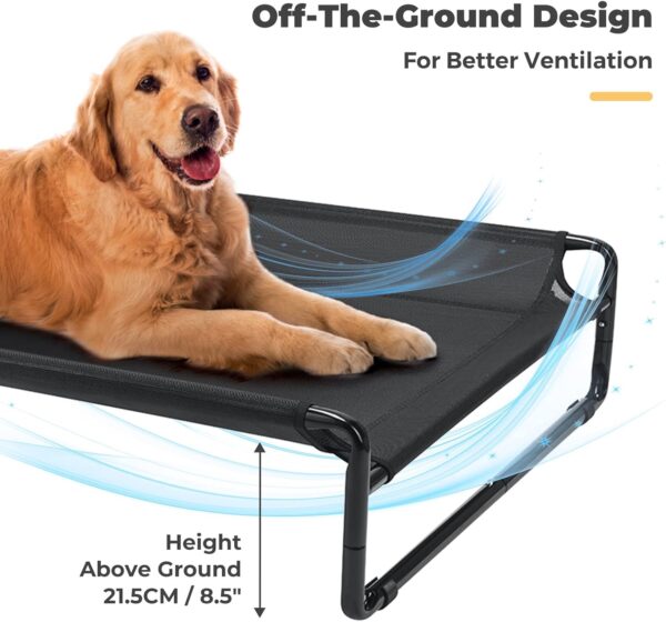 veehoo Original Cooling Elevated Dog Bed, Outdoor Raised Dog Cots Bed for Large Dogs, Portable Standing Pet Bed with Washable Breathable Mesh, No-Slip Feet for Indoor Outdoor, Large, Black, CWC2201 - Image 6