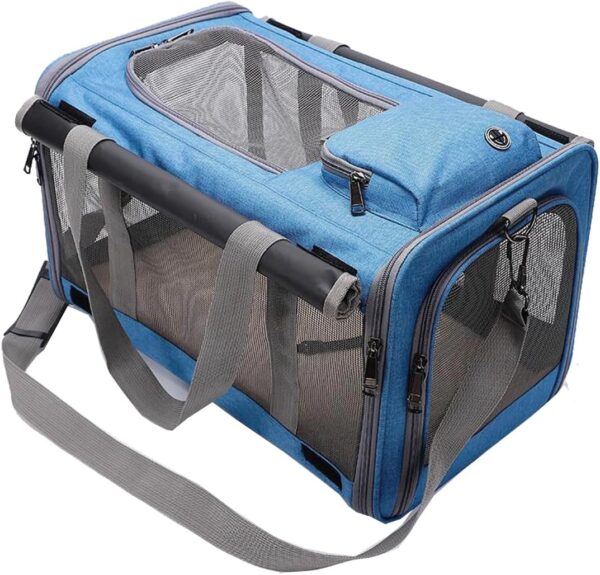 Pet Carrier, Soft Sided Pet Travel Carrier,Small and Miniature Dogs, with Removable Mat, Cat Carrier Dog Carrier,46 x 27 x 29cm,Grey - Image 7