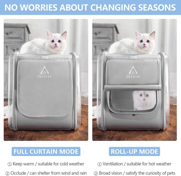 aleawol Cat Backpack Carrier Large Foldable Pet Carrier Backpack Space Capsule for Cats Small Dogs Puppy, Transparent Spacious Cat Carrier Rucksack with Great Ventilation for Travel Camping Hiking - Image 3