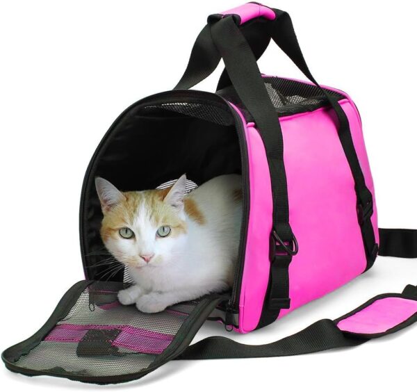 ZaneSun Cat Carrier,Soft-Sided Pet Travel Carrier for Cats,Dogs Puppy Comfort Portable Foldable Pet Bag Airline Approved (Rose) - Image 3