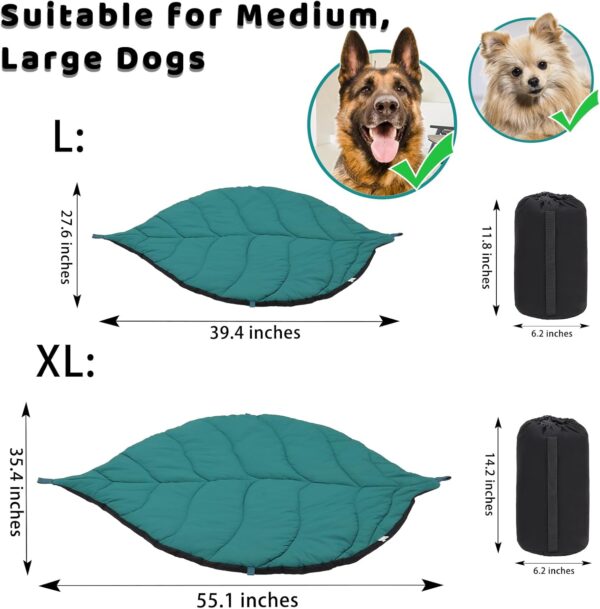 Lifeunion Outdoor Dog Bed Waterproof Washable Travel Camping Dog Bed with 4 Metal Stakes & Carry Bag, Portable Leaf Shape Pet Mat Bed for Medium, Large Dogs (Green, X-Large) - Image 2