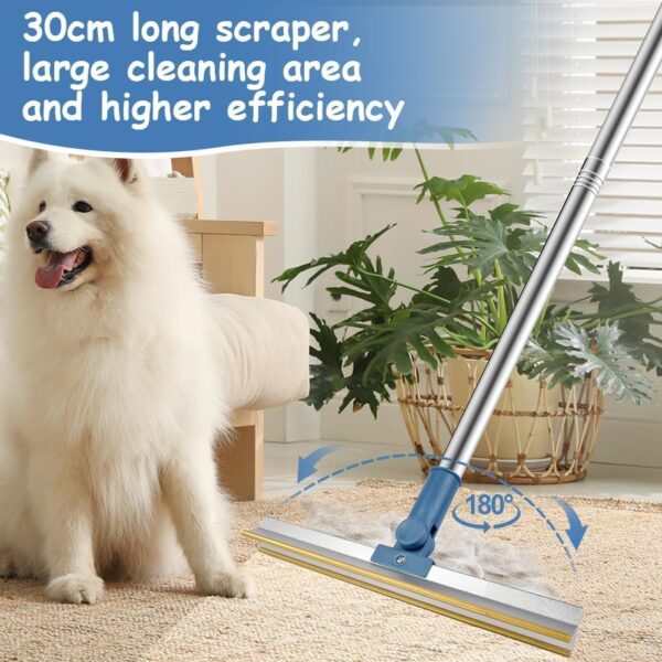 flintronic Pet Lint Remover Carpet Scraper Tool, Carpet Rake Pet Hair Removercraper with Adjustable Long Handle, Carpet Rake Lint Scraper for Couch Rug Clothes, Dog Cat Hair Removal - Image 5