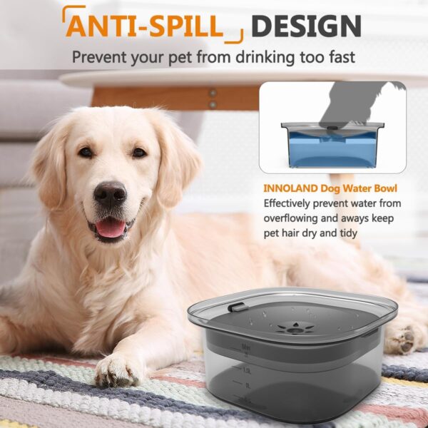 INNOLAND Dog Water Bowl Non Spill 2L, Anti Spill Pet Water Bowl, No Spill Slow Drinking Water Dispenser, No Mess Portable Travel Floating Water Bowl for Dog Cat Puppy - Image 2