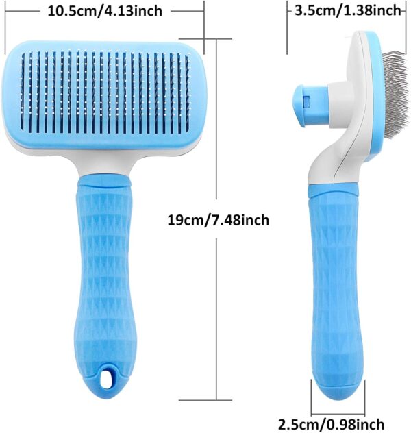 Dog Brush-Dog Brush Cat Brush Grooming Comb,Pet Grooming Tool with Cleaning,Easy to Remove Loose Undercoat, Pet Massaging Tool Suitable for Pets with Long or Short Hair (Blue) - Image 2