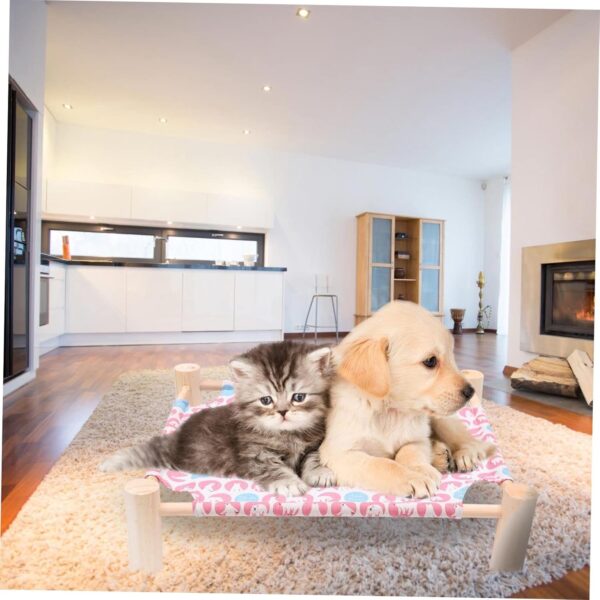 BELLIFFY 1pc Pet Camp Bed Puppy Hammock Cat Beds Hammock Indoor Outside Furniture Portable Crib Large Pet Bed Cat Bed Outdoor Elevated Dog Cot Cats Bed Wood Cat House Cotton Linen - Image 7