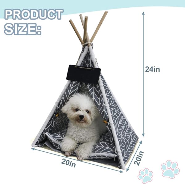 GeerDuo Pet Teepee Dog(Puppy) & Cat Bed - Portable Pet Tents & Houses for Dog(Puppy) & Cat (Grey) - Image 6