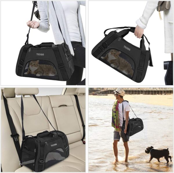 YLONG Cat Carrier Airline Approved Pet Carrier,Soft-Sided Travel for Cats Dogs Puppy Comfort Portable Foldable Bag,Airline (S, BLACK) - Image 5