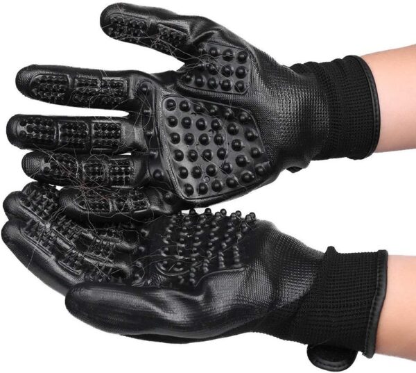 MYYINGELE Dog Pet Grooming Gloves for Dogs Cats Horses Rabbits, 2 in 1 Long & Short Hair Remover Mitt Brush and Gentle Massage Tool - 1 Pair Black for Cat Dog - Image 7