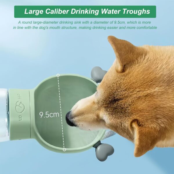 Portable Dog Water Bottle, 550ml Leakproof Pet Drinking Dispenser with 200ml Food Container, Dog Travel Water Food Bottle, Dog Walking Travel Bottle, Travel Water Bottle with Dispenser Drinking Bowl - Image 3