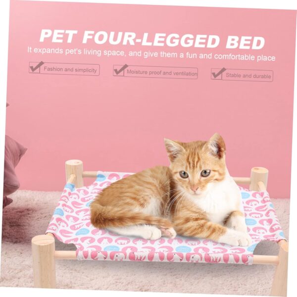 BELLIFFY 1pc Pet Camp Bed Puppy Hammock Cat Beds Hammock Indoor Outside Furniture Portable Crib Large Pet Bed Cat Bed Outdoor Elevated Dog Cot Cats Bed Wood Cat House Cotton Linen - Image 3