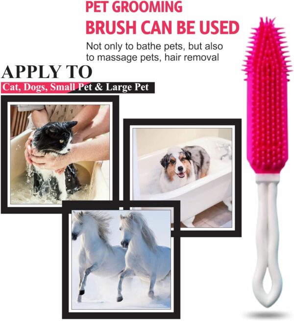 Pet Hair Remover Dual Purpose Rubber Hand Brush Hair Cleaner Fur Lint Removal Reusable Portable Cat And Dog Hair Remover Brush For Cleaning Pet Hair Carpets Corners Stairs Clothes Pet Supplies (PINK) - Image 4