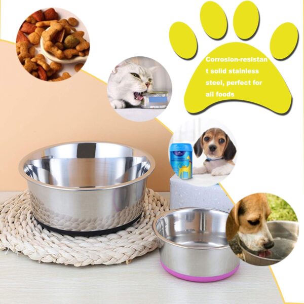 Stainless Steel Dog Bowls By SUOXU, Water Bowl Feeder Dog Bowls With Non-slip silicone Bases, Pet food Bowl, Dog Cat Plate Bowls for Medium and Large(L-20cm) - Image 5