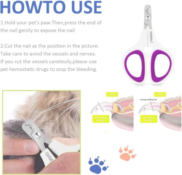 OneCut Pet Nail Clippers, Update Version Cat & Kitten Claw Nail Clippers for Trimming, Professional Pet Nail Clippers Best for a Cat, Puppy, Kitten & Small Dog (Purple) - Image 3