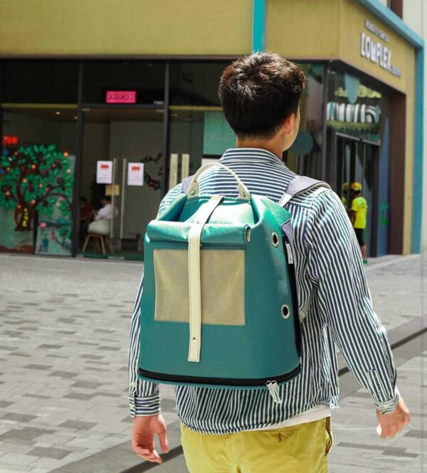 Cat Carrier Backpack Dog Rucksack Fashion Color Breathable Canvas with Mesh,Expandable,Collapsible,Shading (DARK GREEN) - Image 4