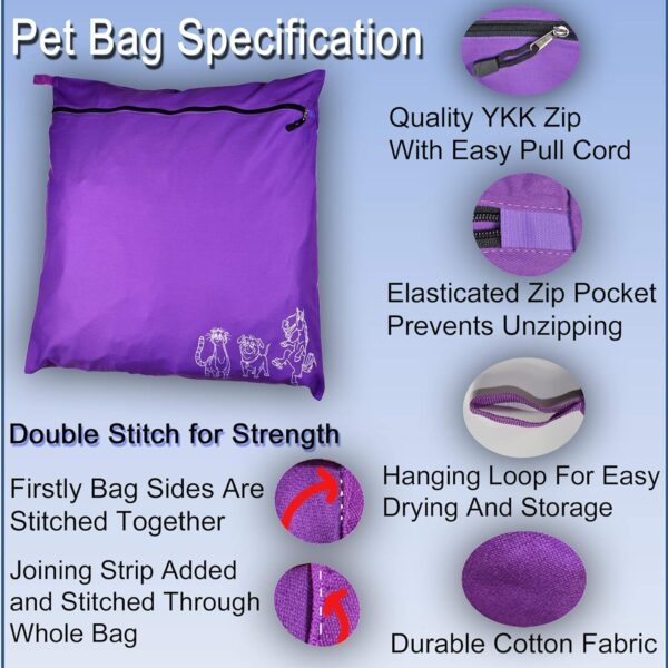 Pet Laundry Bag | Stops Pet Hair Blocking the Washing Machine | Jumbo Size Wash Bag Ideal For Dog Cat Horse | Hair Remover Safely (twin purple) - Image 3