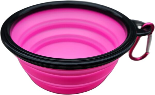 Collapsible Travel Dog Bowl Portable Large Or Small Pet Water and Food Feeding Bowl Outdoor Easy To Carry With Hook Blue or Pink (Pink Small) - Image 2