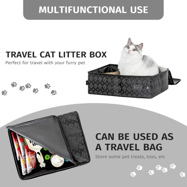 PETSFIT Covered Cat Litter Box With lid, Waterproof Bottom, Zipped Top Litter Box, Standard Portable Collapsible Litter Carrier for Cats, Leak-Proof, Lightweight Black, 40cm x 30cm x 12cm - Image 4