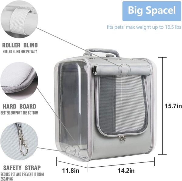 aleawol Cat Backpack Carrier Large Foldable Pet Carrier Backpack Space Capsule for Cats Small Dogs Puppy, Transparent Spacious Cat Carrier Rucksack with Great Ventilation for Travel Camping Hiking - Image 6