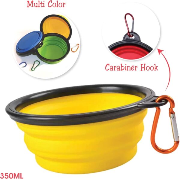 ARTISTRY Pack of 2 Collapsible Dog Bowl Portable Travel Dog Bowl for Small Pet Dog Cat Silicone Collapsable Dogs Drinking Bowl for Food Water Feeding with Metal Hook Foldable Dog Bowl(Red/Yellow) - Image 2